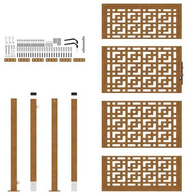 vidaXL Πύλη κήπου 105x180 cm Σταυρός σχεδιασμού από διαβρωμένο χάλυβα