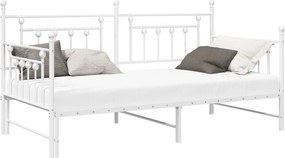 vidaXL Σκελετός κρεβατιού ημέρας Λευκό 90 x 190 cm Ατσάλι