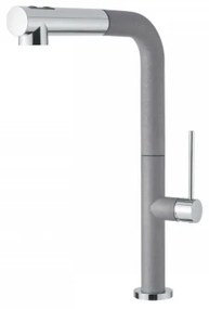 Armando Vicario Tozo 48580 Granite Silverstone Μπαταρία Κουζίνας Με Υψηλό Περιστρεφόμενο Ρουξούνι και Συρόμενο Ντους