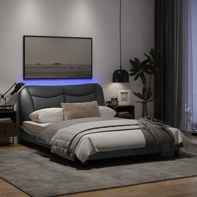 Πλαίσιο Κρεβατιού με LED Ανοιχτό Γκρι 140x200 εκ. Υφασμάτινο - Γκρι
