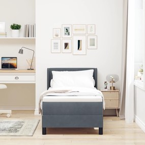 vidaXL Κρεβάτι Box Spring  με Στρώμα Σκούρο Γκρί 80x200 εκ Βελούδο