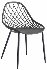 Καρέκλα Πολυπροπυλένιου Lio HM9524.10 Με Μαύρα Μεταλλικά Πόδια 52x53x82cm Grey