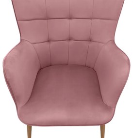 Πολυθρόνα - Μπερζέρα με υποπόδιο Lily Megapap σάπιο μήλο βελούδο - μεταλλικό πόδι χρώμα φυσικό 70x62x98εκ.