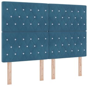 vidaXL Κρεβάτι με ελατήρια με κεφαλάρι Μπλε 140 x 190 cm Βελούδο