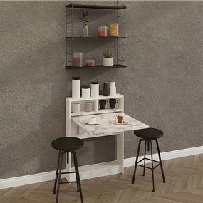 Τραπέζι Πτυσσόμενο Bracked 793ELG3811 70x71x96cm Marble Effect White Μοριοσανίδα, Μελαμίνη