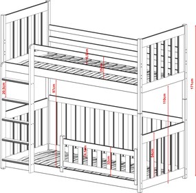 CRIS 80x200 graphite bunk bed Lano Furniture
