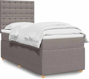 vidaXL Κρεβάτι Boxspring με Στρώμα Taupe 90x190 εκ.Υφασμάτινο