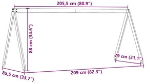 Οροφή Κρεβατιού Παιδική Λευκό 209x85,5x88 εκ. Μασίφ Ξύλο Πεύκου 846950