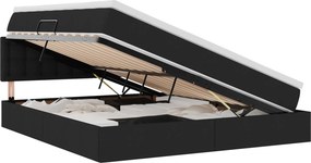 vidaXL LED Κρεβάτι αποθήκευσης με στρώμα Μαύρο 160 x 200 cm Ύφασμα