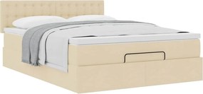 vidaXL Οθωμανικό κρεβάτι με στρώμα Cream 140x200cm ύφασμα