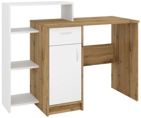 Γραφείο με Βιβλιοθήκη Ρουστίκ/Λευκό KREDO 117x48x92