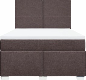 vidaXL Κρεβάτι Boxspring με Στρώμα Σκούρο Καφέ 140x200 εκ Υφασμάτινο