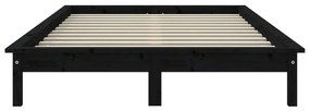 vidaXL Σκελετός Κρεβατιού Μαύρος 150x200εκ Μασίφ Ξύλο Πεύκου King Size