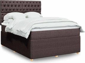 vidaXL Κρεβάτι Boxspring με Στρώμα Σκούρο Καφέ 160x200 εκ Υφασμάτινο