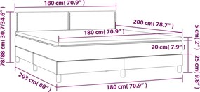 vidaXL Κρεβάτι Boxspring με Στρώμα Γκρι 180x200 εκ. Συνθετικό Δέρμα