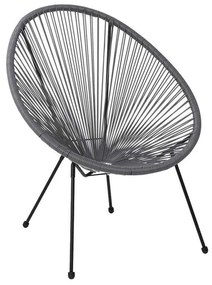 Πολυθρόνα Μεταλική Μαύρη, ACAPULCO Plastic Rattan Γκρι 73x76x89cm