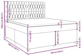 Κρεβάτι Boxspring με Στρώμα Ανοιχτό Γκρι 180x200 εκ. Υφασμάτινο - Γκρι