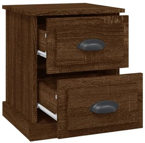 vidaXL Κομοδίνα 2 τεμ. Καφέ Δρυς 39x39x47,5 εκ. από Επεξεργασμένο Ξύλο