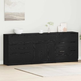 vidaXL Πλαϊνό γραφείο 3 τμχ. Μαύρη Οξυά 181 x 30 x 70 εκ.