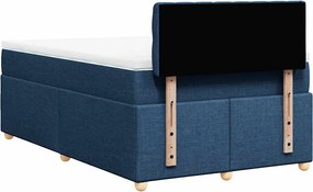 vidaXL Κρεβάτι Boxspring με Στρώμα Μπλε 120x190 εκ. Υφασμάτινο