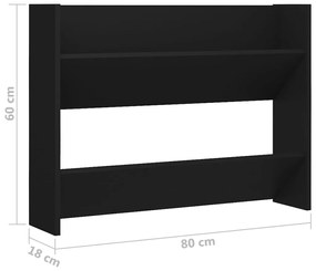 vidaXL Παπουτσοθήκη Τοίχου Μαύρη 80x18x60 εκ. Επεξ. Ξύλο