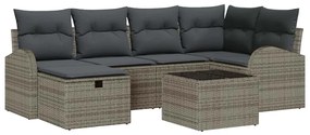vidaXL Σετ Καναπέ Κήπου με μαξιλάρι 7 pcs Γκρι Πολυ ράταν