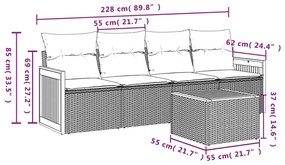 vidaXL Σετ Καναπέ Κήπου 5 Τεμαχίων Μαύρο Συνθετικό Ρατάν με Μαξιλάρια