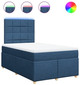 vidaXL Κρεβάτι Boxspring με Στρώμα Μπλε 120x200 εκ. Υφασμάτινο