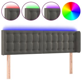 Κεφαλάρι Κρεβατιού LED Σκούρο Γκρι 147x16x78/88 εκ. Βελούδινο - Γκρι
