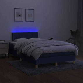 vidaXL Κρεβάτι Boxspring με Στρώμα &amp; LED Μπλε 120x200 εκ. Υφασμάτινο