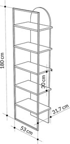 Βιβλιοθήκη Archy Megapap χρώμα ανοιχτό καρυδί 53x31,7x180εκ.