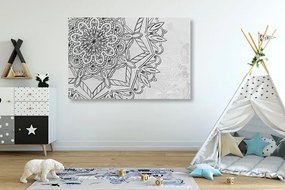 Εικόνα Mandala σε χειμερινό μοτίβο σε μαύρο & άσπρο - 120x80