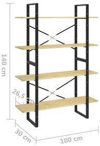 ΒΙΒΛΙΟΘΗΚΗ ΜΕ 4 ΡΑΦΙΑ 100 X 30 X 140 ΕΚ. ΑΠΟ ΜΑΣΙΦ ΞΥΛΟ ΠΕΥΚΟΥ 806482