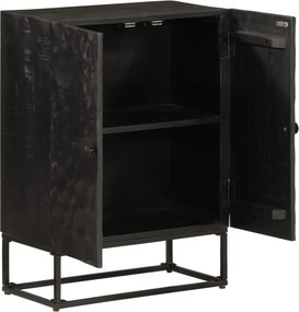vidaXL Ντουλάπι Μαύρο 55x30x76 εκ. από Μασίφ Ξύλο Μάνγκο και Σίδηρο