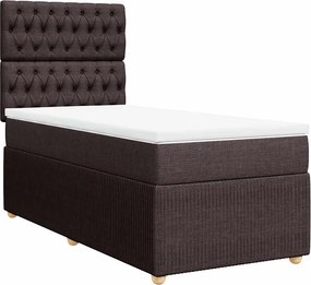 vidaXL Κρεβάτι Boxspring με Στρώμα Σκούρο Καφέ 100x200 εκ. Υφασμάτινο