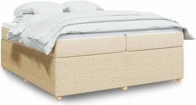 vidaXL Κρεβάτι Boxspring με Στρώμα Κρεμ 200x200 εκ. Υφασμάτινο