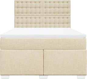 vidaXL Κρεβάτι Boxspring με Στρώμα Κρεμ 160x200 εκ. Υφασμάτινο
