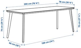 LISABO/LISABO τραπέζι και 6 καρέκλες, 200 cm 495.450.85