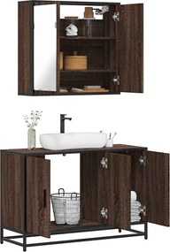 vidaXL Σετ Επίπλων Μπάνιου 2 Τεμαχίων Καφέ Δρυς από Τεχν. Ξύλο