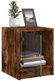 vidaXL Κομοδίνο Καπν. Δρυς 35 x 37 x 42 εκ. με Γυάλινη Πόρτα