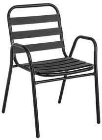 Armchair Sussie stack black metal with aluminium slats 45x62x76cm 45x62x76 εκ.