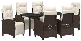 vidaXL Σέτ φαγητού για κήπο 7 pcs Καφέ συνθετικό ρατάν