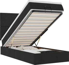 vidaXL Οθωμανικό κρεβάτι με στρώμα Μαύρο 90x190cm Ύφασμα
