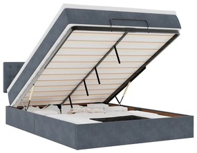 vidaXL Οθωμανικό κρεβάτι με στρώμα & LEDs Σκούρο γκρι 140x200cm Velvet