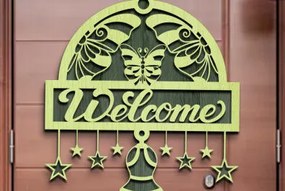 Σετ των 2 Intra απο ξύλο plywood 3mm-4mm πάχος Butterfly Welcome Sign . Δίασταση 30x20 cm INTRAFABR-76213705