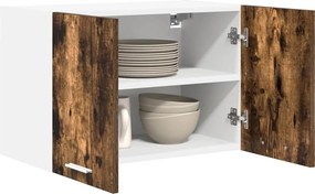 vidaXL Κρεμαστό ντουλάπι με αποθήκευση 2 pcs Καπνιστός Δρυς και Λευκό