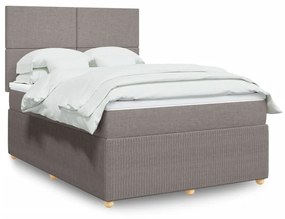 vidaXL Κρεβάτι Boxspring με Στρώμα Taupe 140x190 εκ. Υφασμάτινο