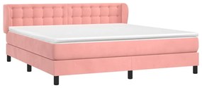 Κρεβάτι Boxspring με Στρώμα Ροζ 160x200 εκ. Βελούδινο - Ροζ