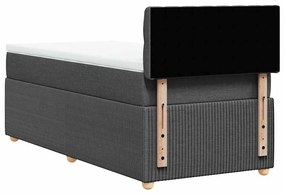 vidaXL Κρεβάτι Boxspring με Στρώμα Σκούρο Γκρι 90x200 εκ. Υφασμάτινο