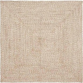 vidaXL Χαλιά χώρου Φυσικό και Λευκό 120 x 120 cm Γιούτα